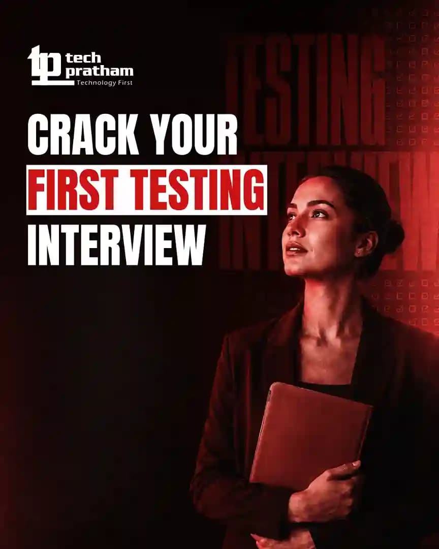 Complete Software Testing Interview Process for Freshers showing aptitude test, technical interview, practical assessment, HR round, and final job selection stages for software testing candidates.