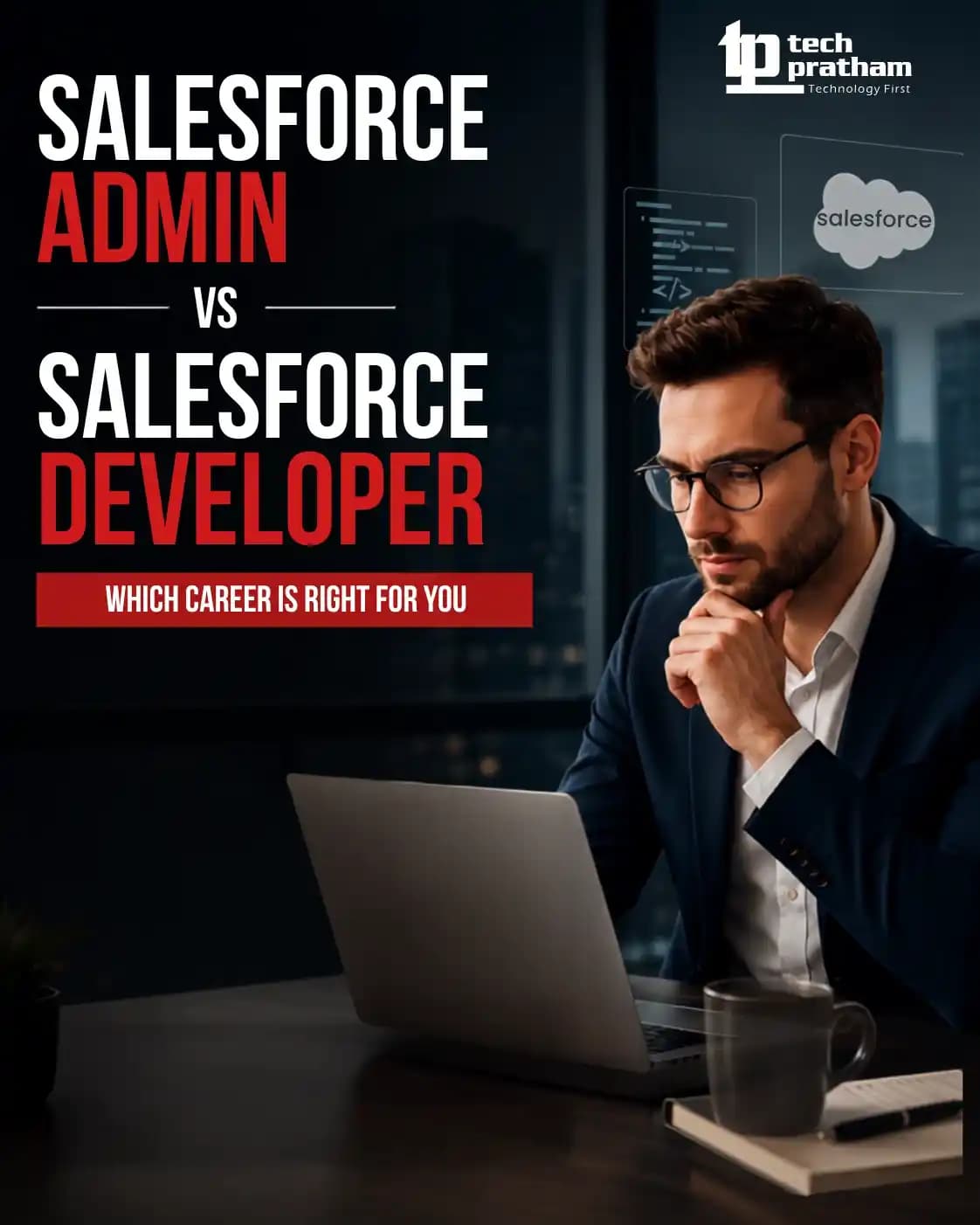 Salesforce Admin vs Salesforce Developer career comparison with roles, skills, certifications, and salary