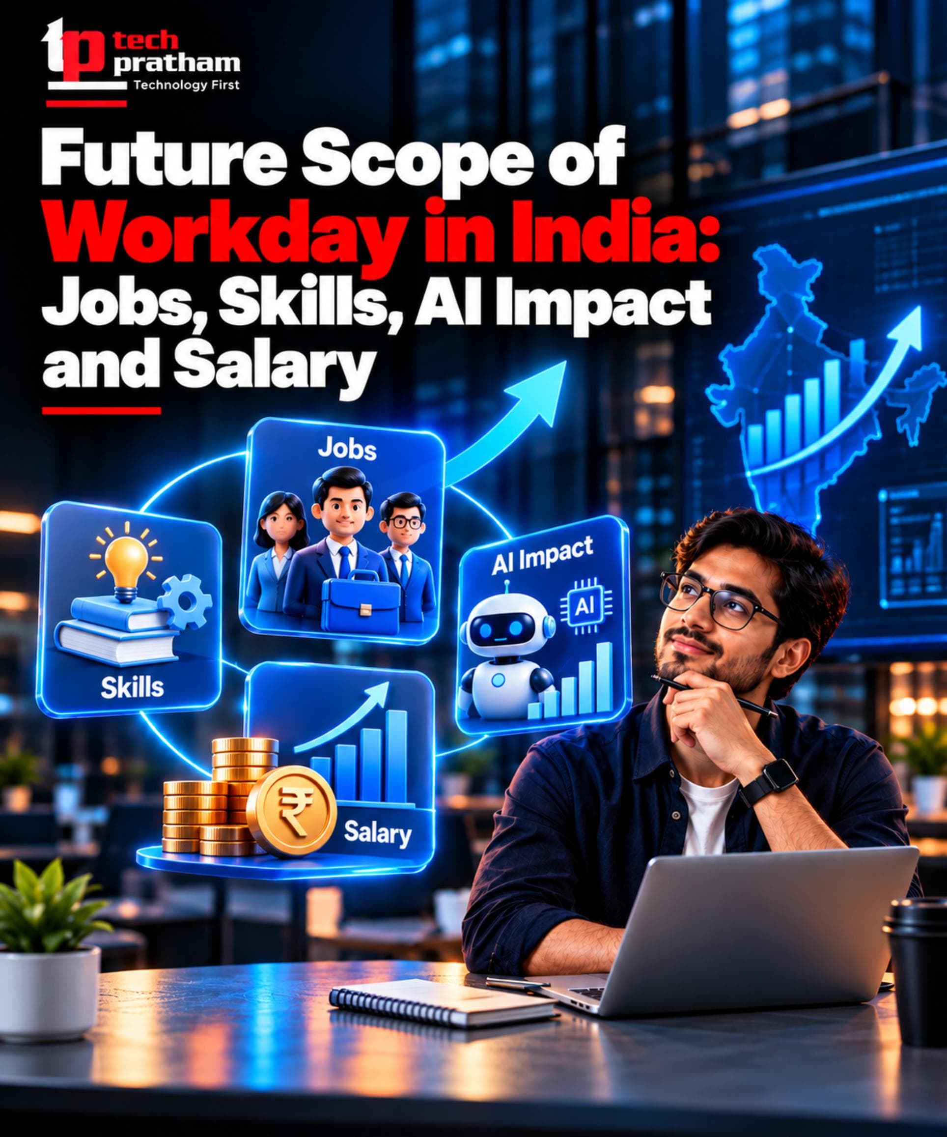 Future scope of Workday in India, including career opportunities, skills, AI impact and salary